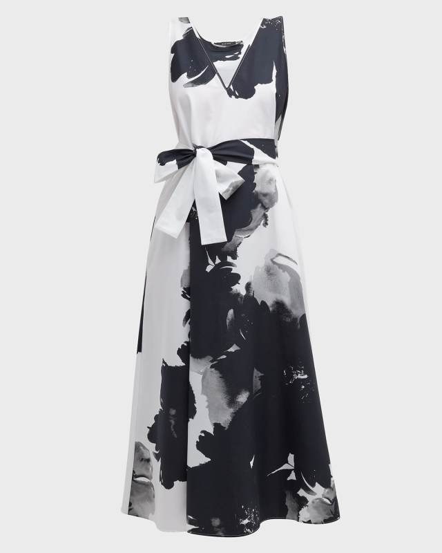 Taichou Abstract-Print Poplin Midi Dress